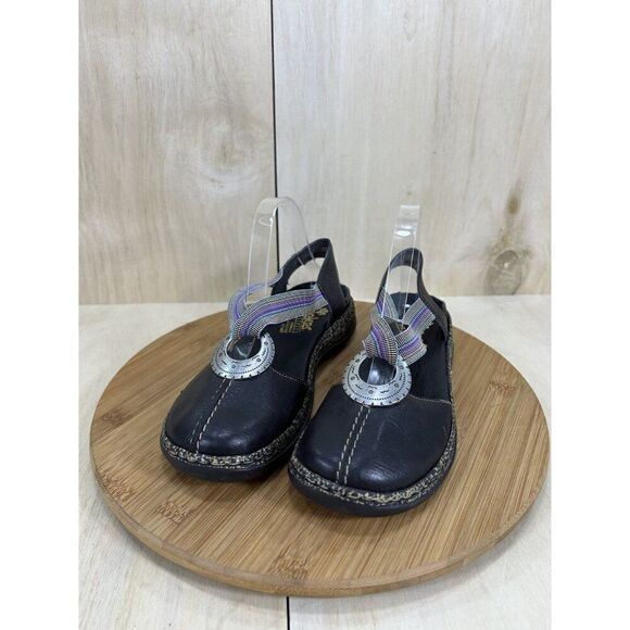 Rieker Daisy Black Leather Closed Toe Sandals Womens Size 38 US 7 - Picture 2 of 9